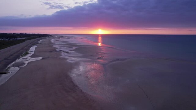 Aerial view of the sunset over Juno Beach