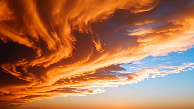 Swirling clouds at sunset