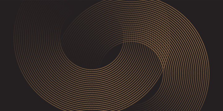 3D brown lines techno abstract background layer on dark blank space with circles shapes effect for backdrop, wallpaper. Modern cincept. Vector Illustration.