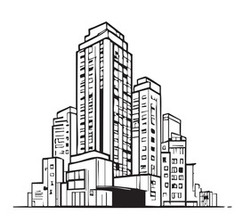 Obraz premium Abstract Architectural Sketch - Modern Buildings Perspective - Vector Illustration