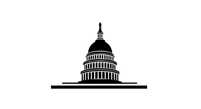 United States Capitol dome silhouette logo vector with clean minimal design isolated on white background