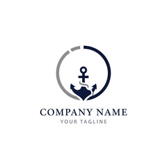 Fototapeta premium Elegant nautical logo featuring a stylized anchor within a circular frame, symbolizing stability and maritime heritage.