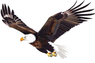 Obraz premium Majestic Bald Eagle in Flight stock image isolated vector style