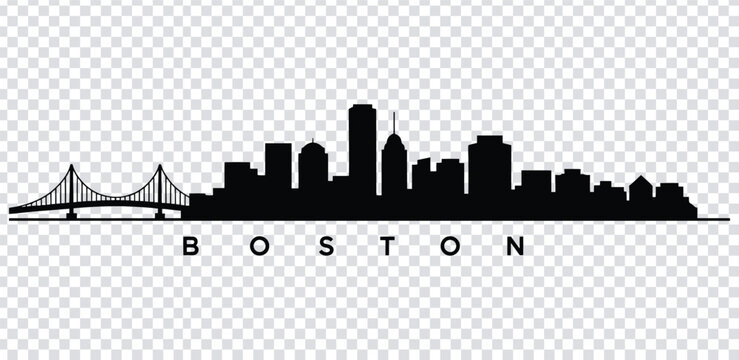 Vector illustration boston city skyline silhouette with bridge
