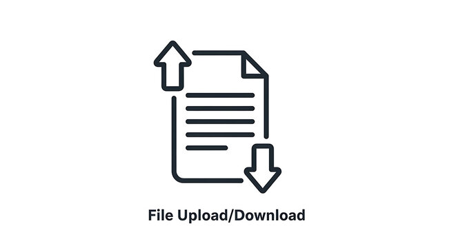 A simple icon of a document with arrows pointing up and down, representing file upload and download