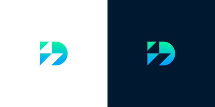 Modern geometric abstract logo featuring a vibrant green to blue gradient, symbolizing digital speed, technological advancement, and innovative data solutions for forward-thinking brands