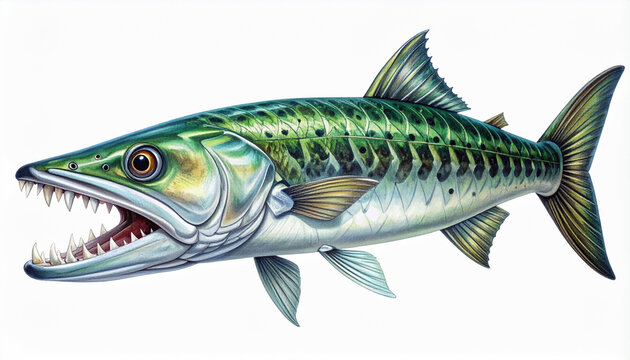 Detailed great barracuda illustration &acirc;&euro;&ldquo; zoological artwork