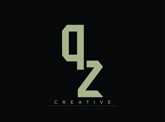 Obraz premium Modern Minimalist Letter QZ Creative Logo Design Style Typography