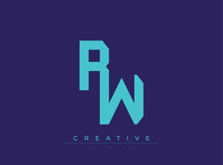 Fototapeta premium Modern geometric logo design featuring stylized RW letters with creative tagline placeholder