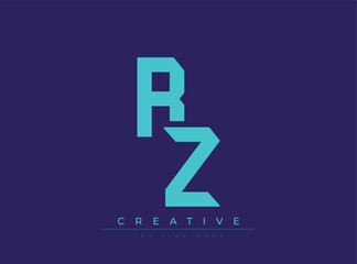 Fototapeta premium Modern stylized letter R and Z logo design with creative tagline placeholder