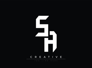 Obraz premium Modern stylized white monogram letters S and H logo design