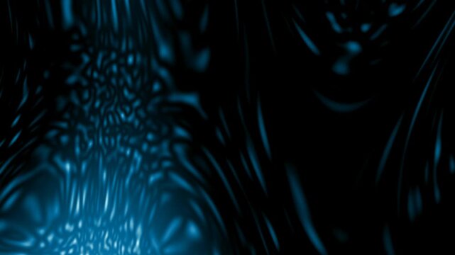 Glass effect bright color glow video of dark blue on a black backdrop for cover design. Fractal noise texture background design for add multiply or screen filter over video
