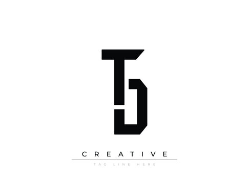Modern stylized monogram letter T J logo design creative graphic