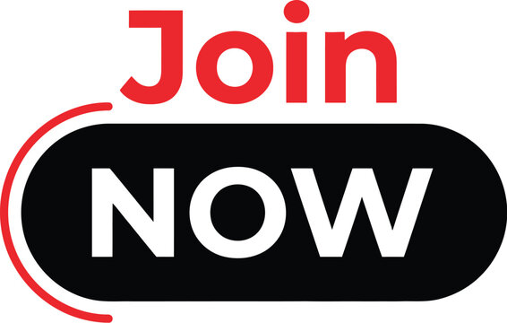 A graphic design featuring the words "Join NOW" with "Join" in red text and "NOW" in white text on a black rounded button with a red outline.