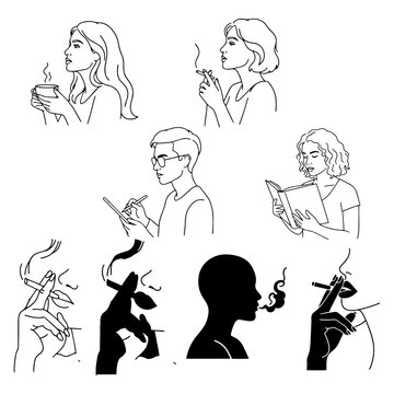 woman, silhouette, line art, minimalist, reading, writing, coffee, tea, smoking, lifestyle, female, icon, logo, vector, aesthetic, doodle, elegant, simple, hand drawn, art, relaxing, education, studen