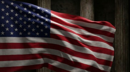 Obraz premium American Wave Flag. Waving American Flag Close Up with Realistic Fabric Texture Represents Cinematic Patriotism and National Pride Concept