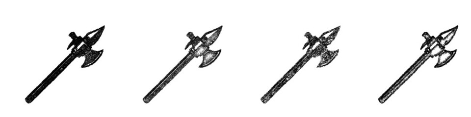Fototapeta premium Sketch halberd icon design set