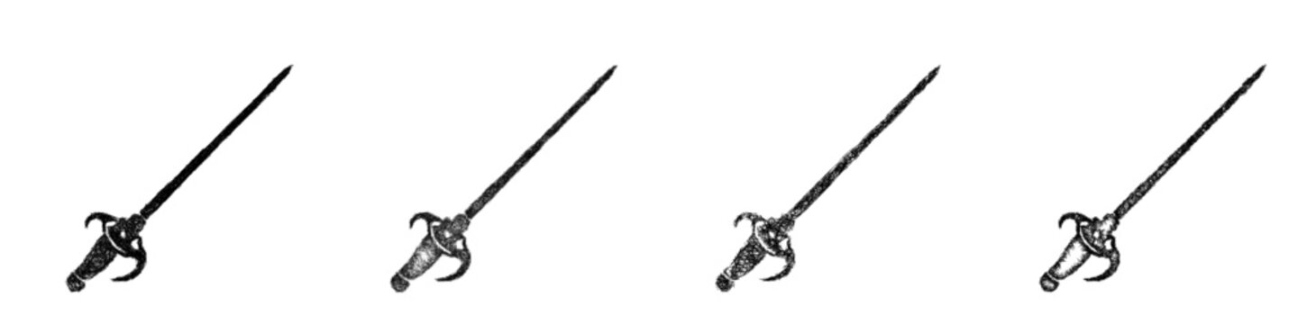 Sketch rapier icon design set