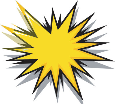 Vibrant yellow comic explosion graphic with black and grey accents dynamic illustration