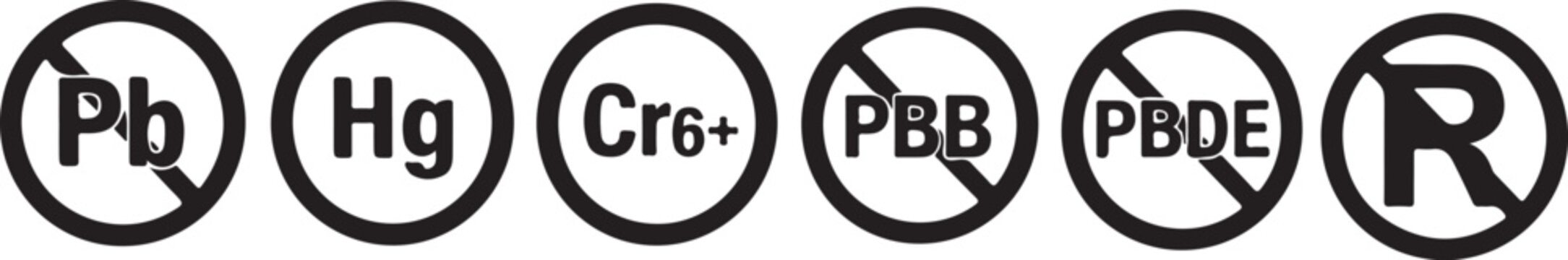 eco friendly, hazardous substance, warning icons, chemical symbols, RoHS compliant, environmental safety