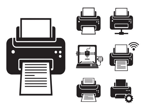 A printer and various printer icons