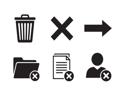 Icons for data removal and deletion