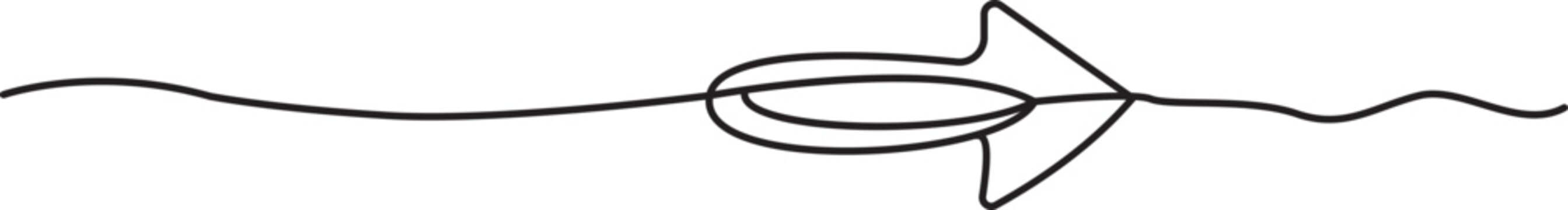 Hand drawn horizontal arrow integrated into continuous wavy line path