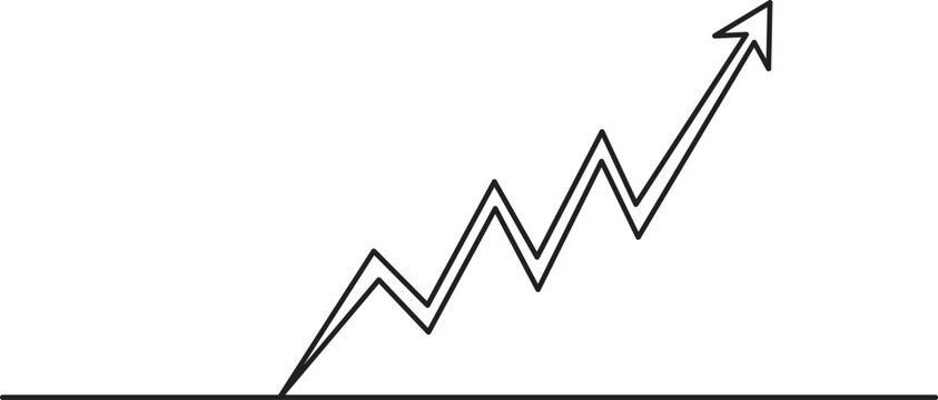 Linear growth chart showing upward progress with jagged arrow outline