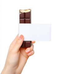 Obraz premium Hand Holding Chocolate Wrapper Mockup