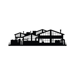 Obraz premium Factory roof structure black silhouette, minimal vector