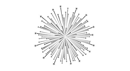 Naklejka premium Radial starburst pattern with varying star sizes in monochrome