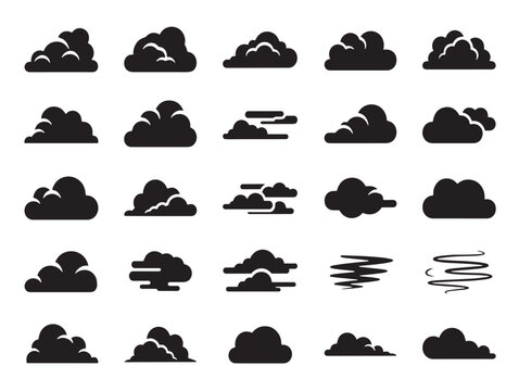 A collection of various cloud shapes and types