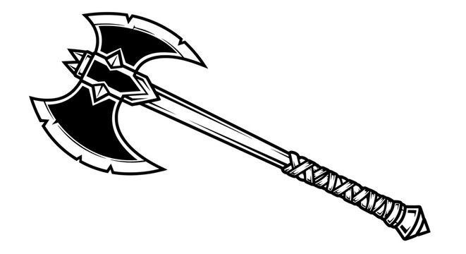 Medieval axe with star motif and curved blade