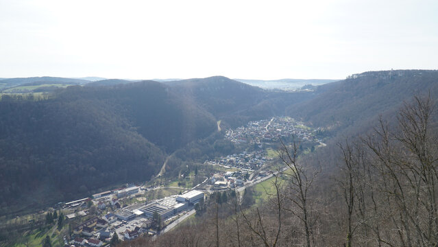 Winter Hiking on the Albsteig Wanderweg in Germany with Castle and Forest Views.