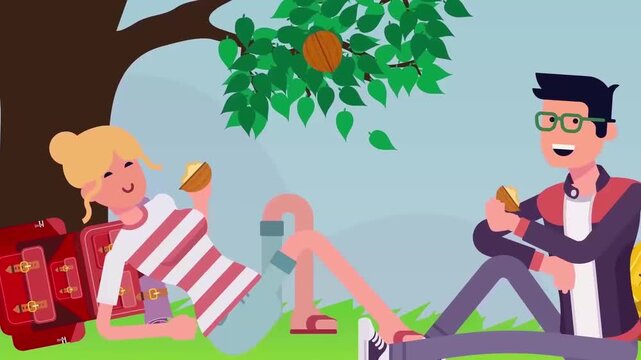 Couple relaxing picnic in park outdoor leisure lifestyle romantic