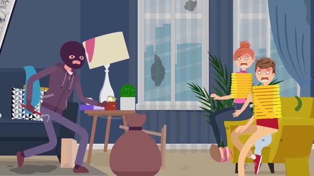 Robber stealing money from woman crime burglary theft concept