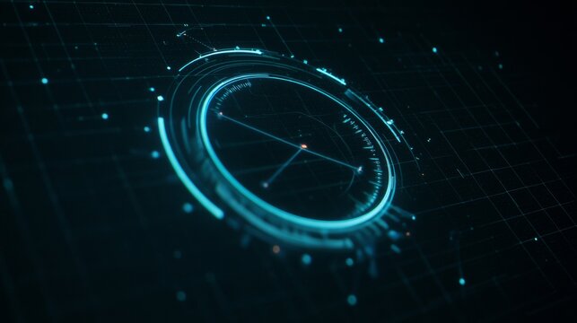 Time displayed on an electronic device with glowing numbers and blue lights.