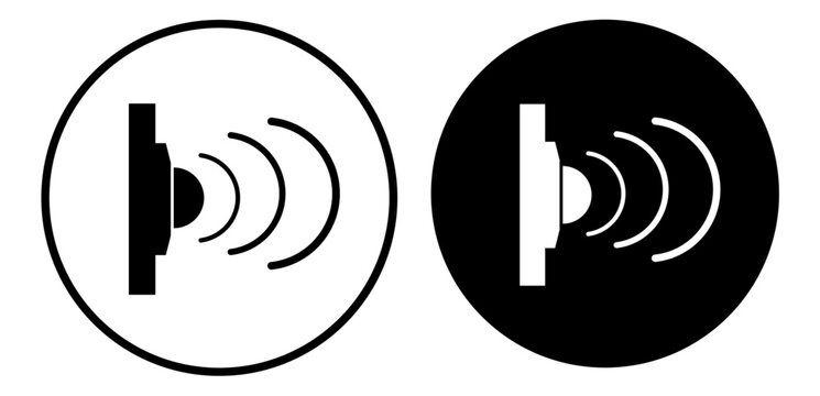 Ilustraci&oacute;n de sensor infrarrojo. Icono circular en blanco y negro con estilo minimalista. Vector para sitio web, folleto, app y otros.