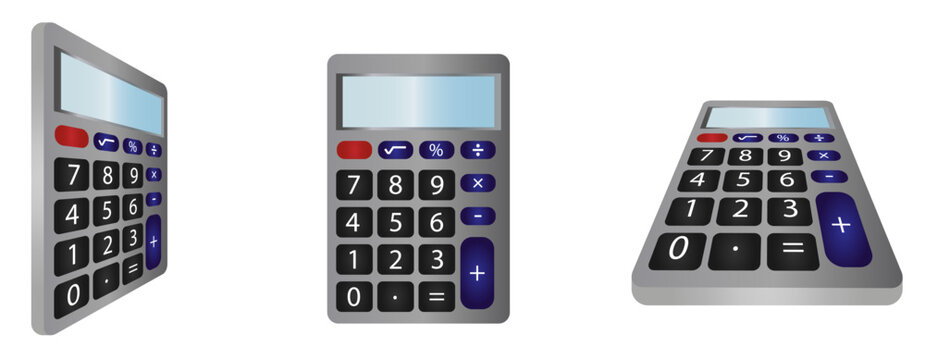 Ilustraci&oacute;n de calculadora con colores degradados. Icono de contabilidad y negocios. Vector para sitio web, folleto, app, dise&ntilde;o, gr&aacute;fica y otros.