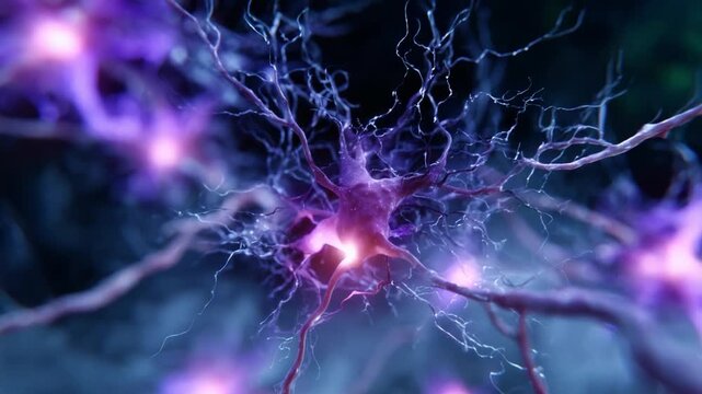 Stunning Visualization of Neurons Firing with Electric Impulses in a Close-Up View Showcasing the Complex Structure and Activity of Brain Cells
