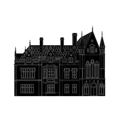 Obraz premium Black and White Silhouette of a Gothic Manor House