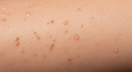 Fototapeta premium Sweat Droplets on Human Skin Close-up