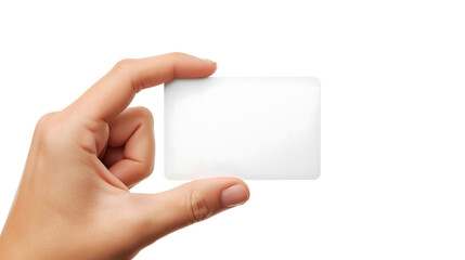 Obraz premium Hand holding a blank business card isolated for business presentation and communication use