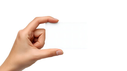 Obraz premium Hand holding a blank business card isolated for business presentation and communication use