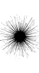 Obraz premium Black Ink Splatter Sunburst Radial Lines Design