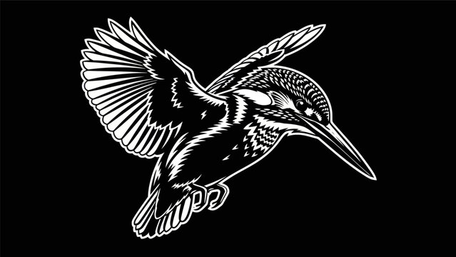 Kingfisher bird graphic illustration