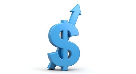 Obraz premium Blue dollar sign with upward pointing arrow growth