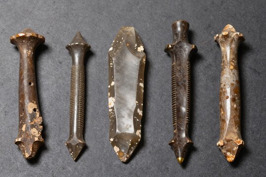 Ancient Stone Tools: Spearhead, Blade, and Handaxe Collection