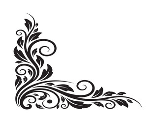 Fototapeta premium Elegant botanical corner swirl silhouette for beautiful frame and border designs