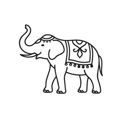 Obraz premium Elephant Shape Decorative Line Art Illustration